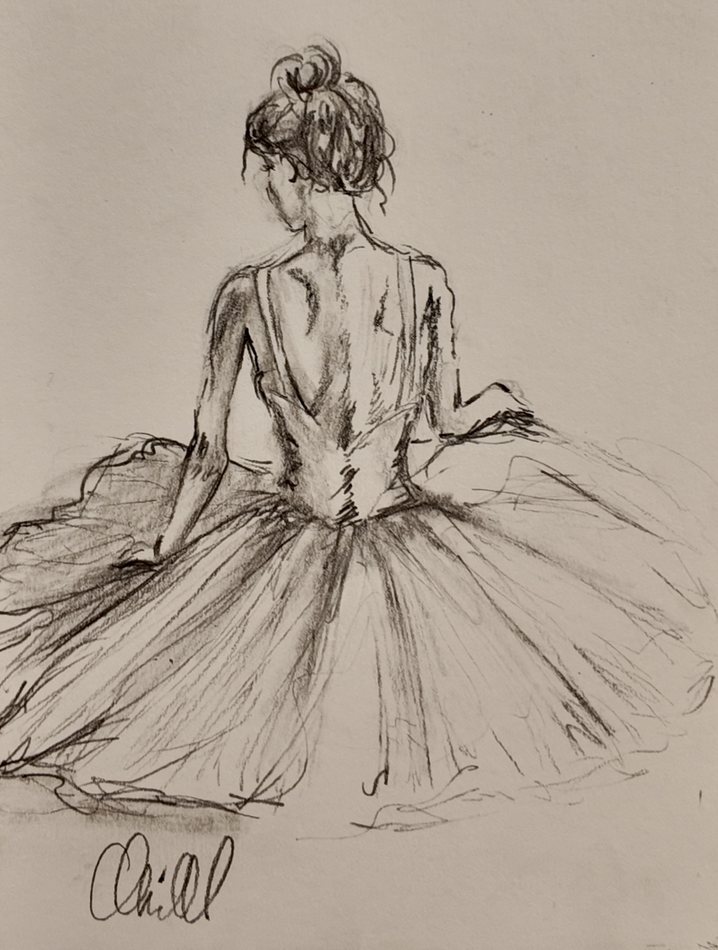Ballerina Study, Pt. 1, graphite artwork by Annelise Hill