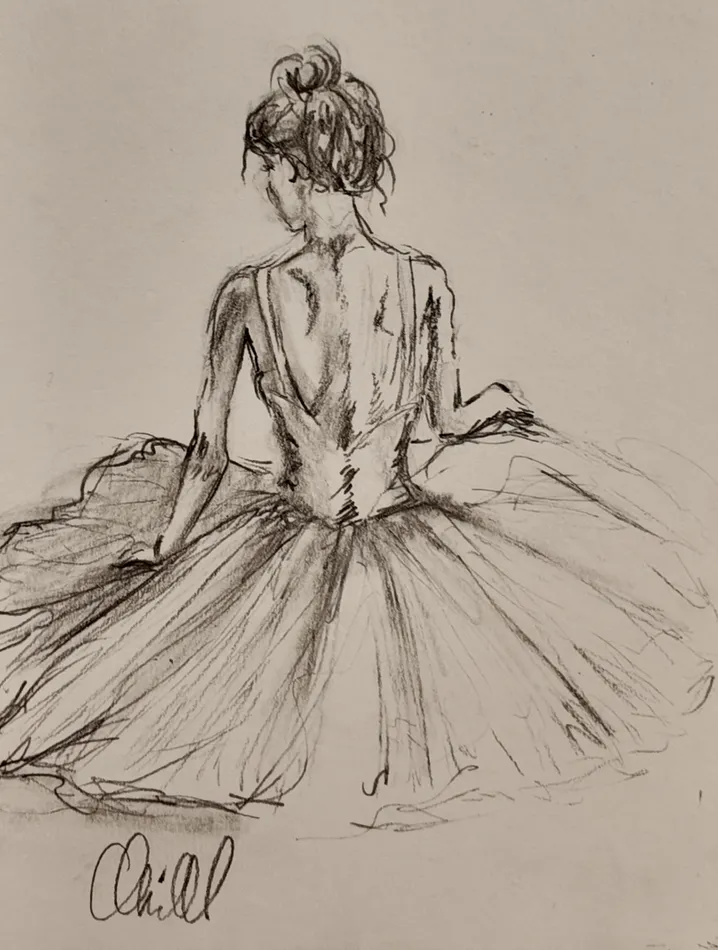 Ballerina Study, Pt. 1, graphite artwork by Annelise Hill