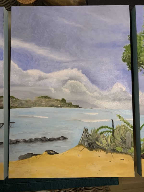 Mauritius triptych, centre panel, oil artwork by Annelise Hill
