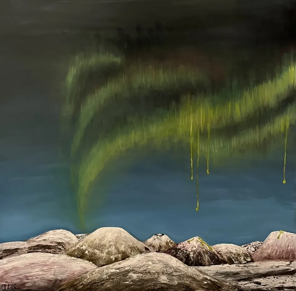 Northern Lights, oil artwork by Annelise Hill