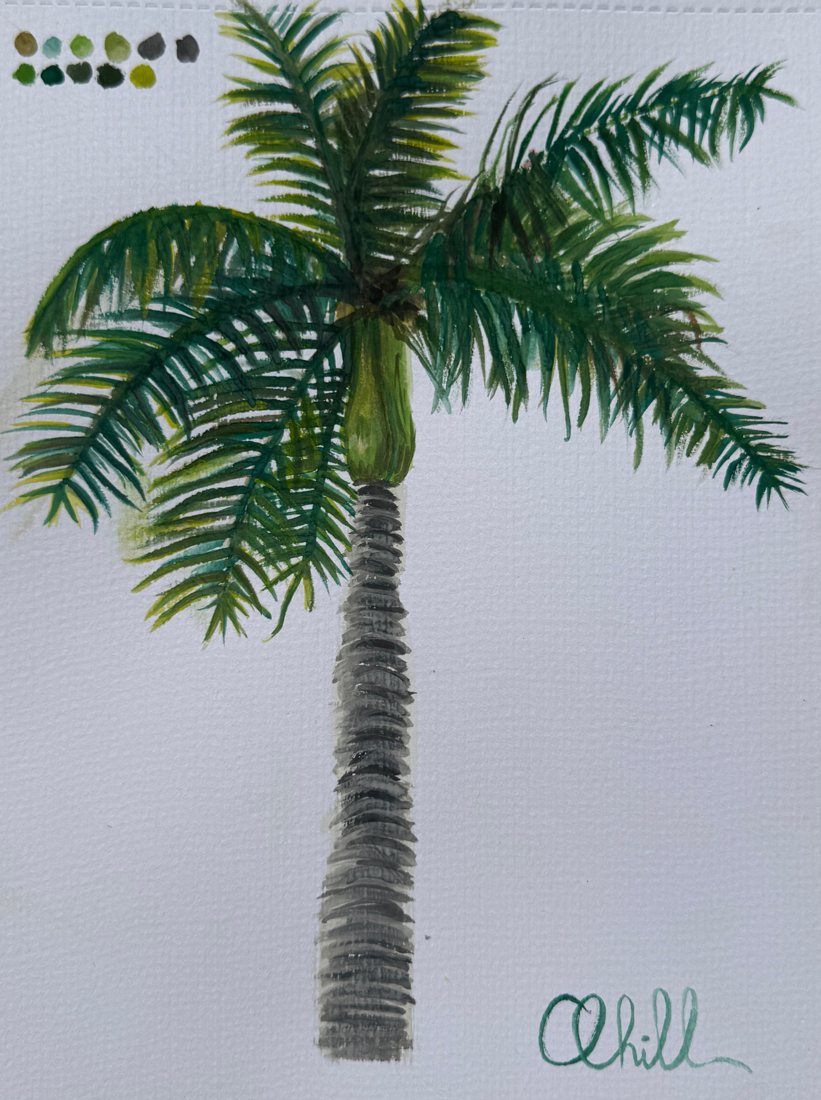 Palm Tree, Lanzarote, watercolour artwork by Annelise Hill