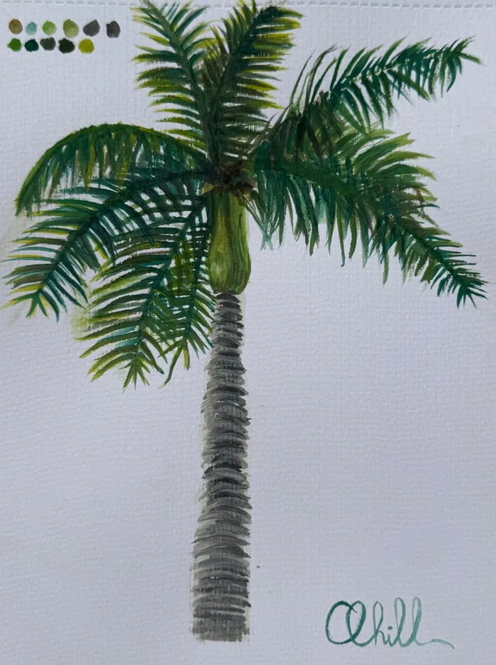 Palm Tree, Lanzarote, watercolour artwork by Annelise Hill