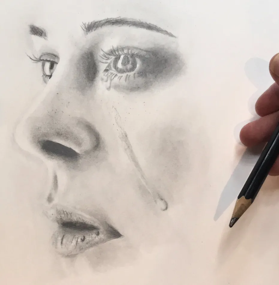 Portrait Study, graphite artwork by Annelise Hill