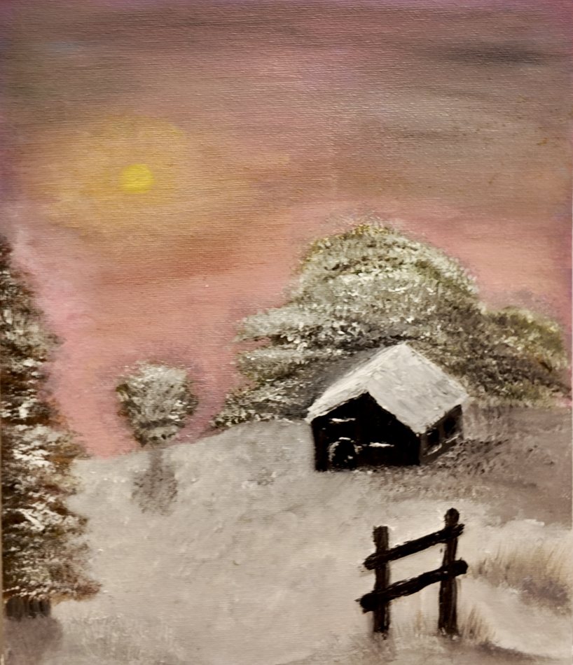 Snowscape, oil artwork by Annelise Hill
